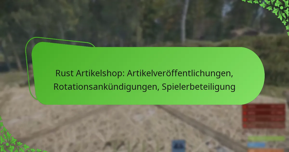 Rust Artikelshop: Artikelveröffentlichungen, Rotationsankündigungen, Spielerbeteiligung