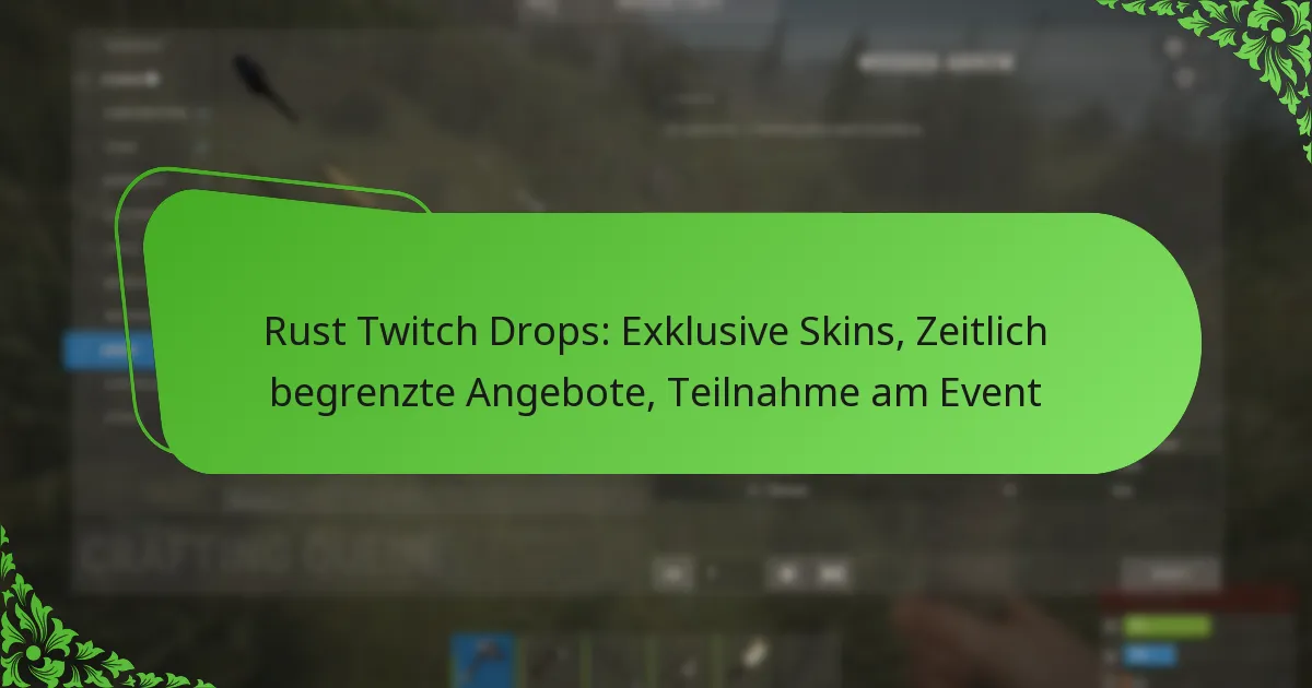 Rust Twitch Drops: Exklusive Skins, Zeitlich begrenzte Angebote, Teilnahme am Event